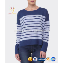 Womens Chunky Big Knit Striped Cashmere Sweaters